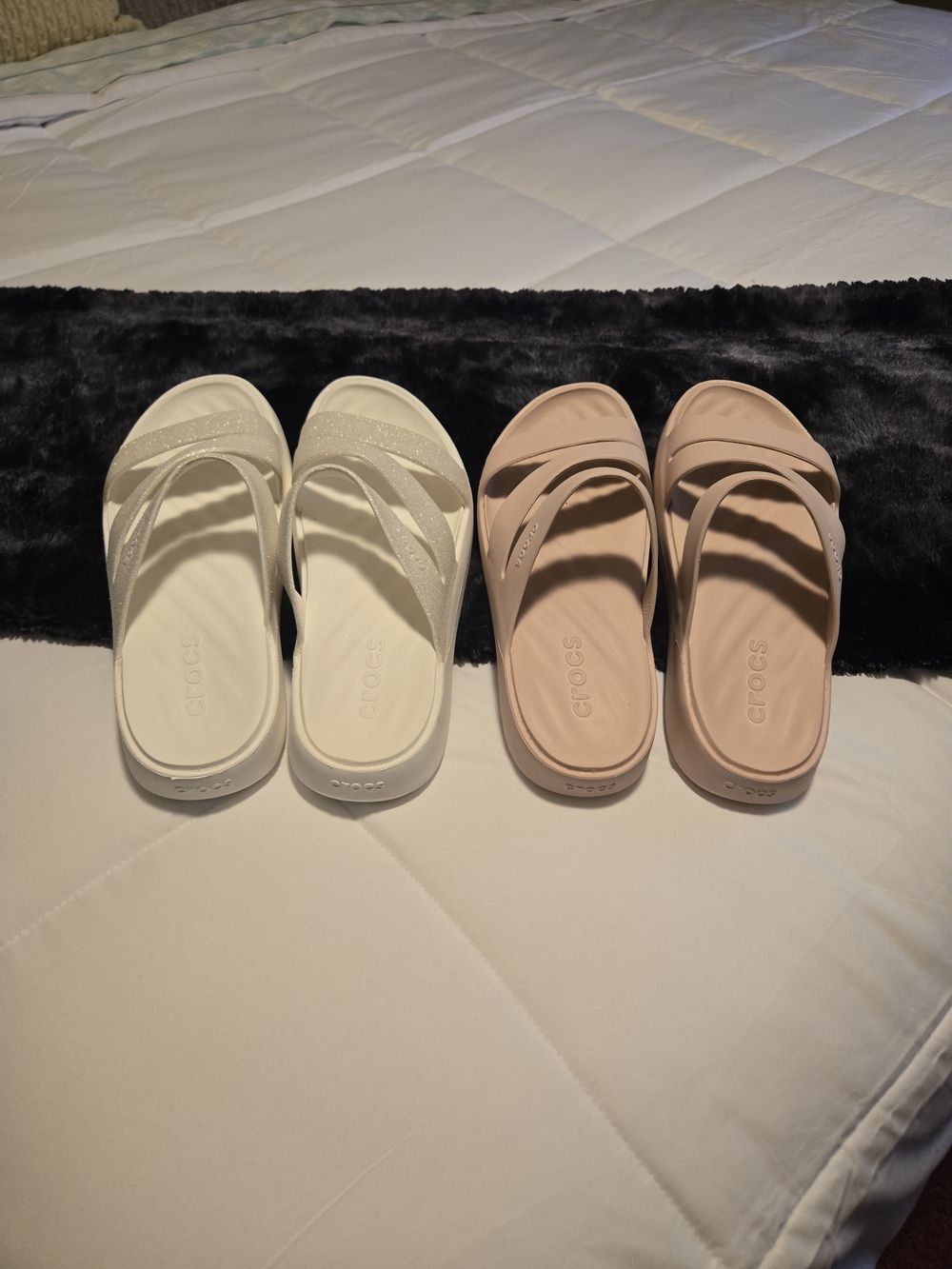 CROCS Women's Sandals in White and Blush Pink